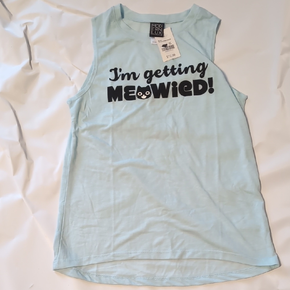 Blue Sleeveless 'I'm Getting Meowied' Top